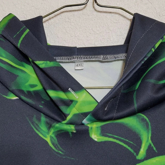 Neon Smoke Smog Print Pullover Hoodie 4XL unisex front pouch pocket psychedelic - Picture 3 of 10